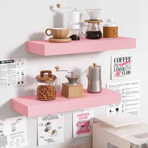 Pink Floating Shelves for Wall (2 Count)