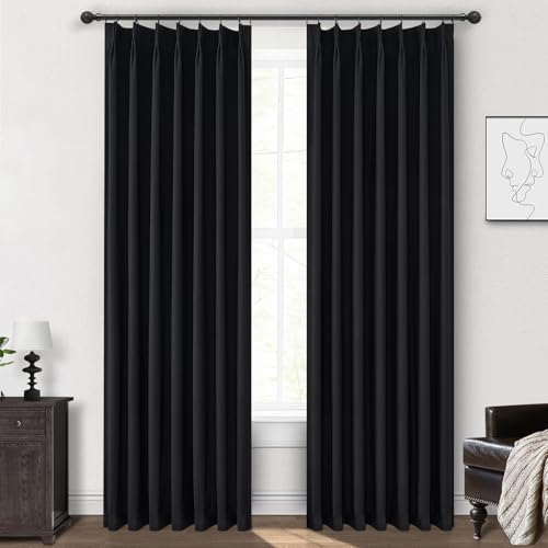Long Black Blackout Boho Curtains (2 Count)