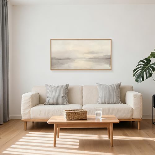 Large Abstract Neutral Beige Pastel Framed Canvas Wall Art (3 Count)
