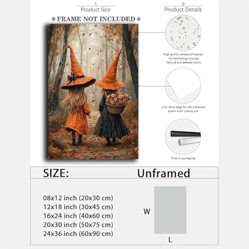Fall Wall Art Witch Picture Decor