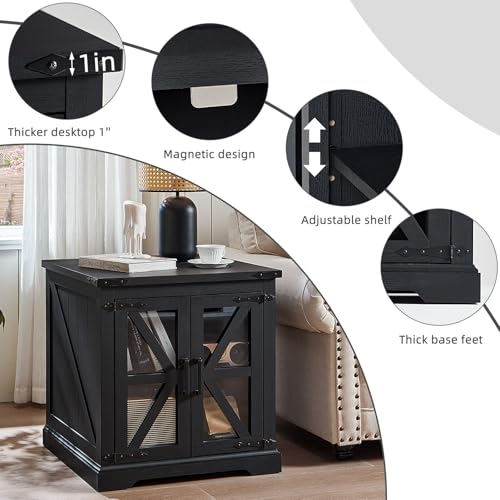24'' End Table with Charger for Living Room