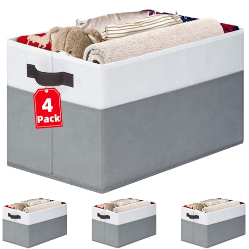 4 Pack Large Closet Storage Baskets Bins for Shelves (4 Count)