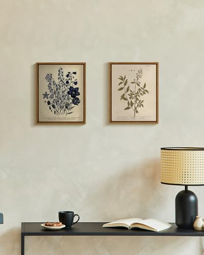 Framed Boho Wall Art with Holder Minimalist Botanical Print Canvas Wall Art Pictures for Rustic Vintage Farmhouse Home Kitchen Wall Decor 8x10in