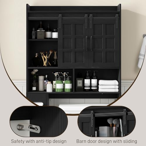 Over The Toilet Storage Cabinet with Sliding Doors