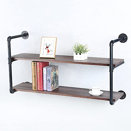 Industrial Pipe Shelves With Wood Planks