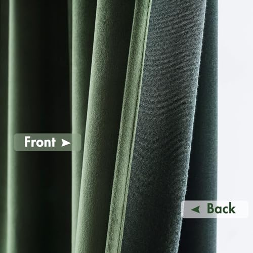 Olive Green Blackout Velvet Curtains Drapes 105 Inch Long 52"x105" (2 Count)