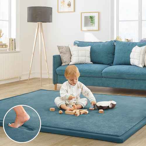 Baby Play Mat for Floor Nursery Rug Muscle Mat Area Rug Playroom Rug 59"x79" Playpen Mat Elastic Foam 1.3" Thick Crawling Mat for Babies