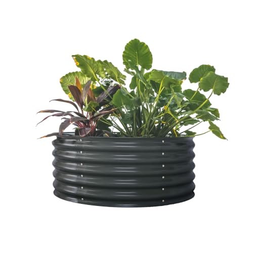 17" Tall 42" Round Raised Garden Bed Metal Raised Bed Planter Box for Vegetables Flowers Patio