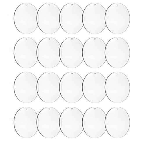 4Inch Round Acrylic Blanks Ornament 20Pcs Clear Acrylic Disc Circle (20 Count)