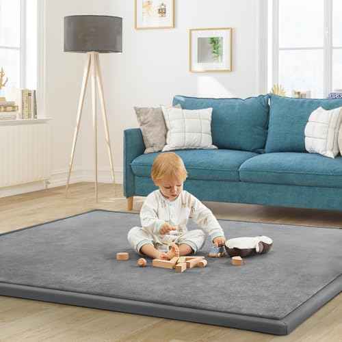Baby Play Mat for Floor Nursery Rug Muscle Mat Area Rug Playroom Rug 59"x59" Playpen Mat Elastic Foam 1.3" Thick Crawling Mat for Babies