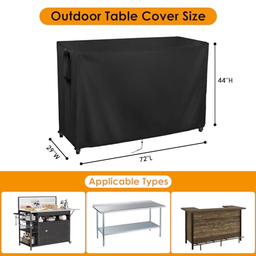 Outdoor Table Cover Waterproof for Bar Table 72''L x 29''W x 44''H