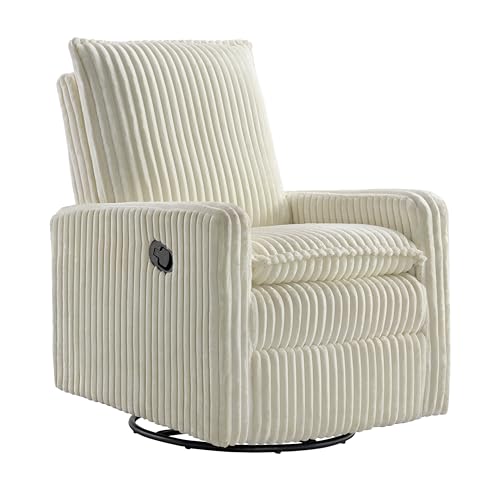 Uptown Upholstered Glider Recliner Rocking Chair 360° Swivel for Nursery and Living Room