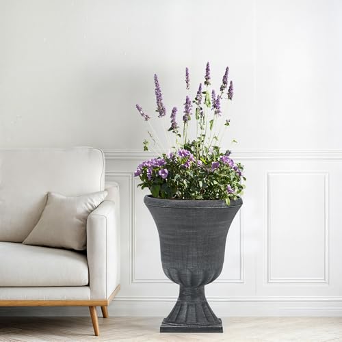 Autodaya 22" Tall Urn Planters for Outdoor Plants Set of 2 Large Flower Pot (2 Count)