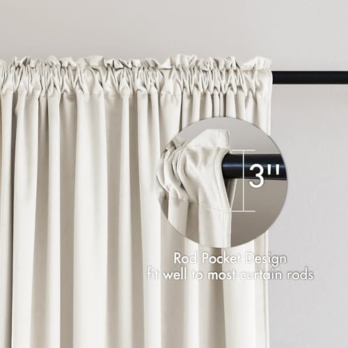 Ivory Blackout Velvet Curtains Drapes 84 Inch Long 52"x84" Bedroom (2 Count)