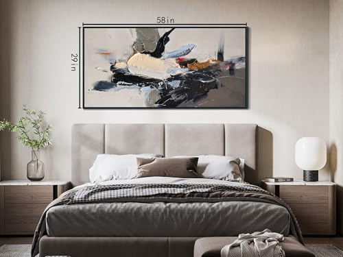 Abstract Canvas Wall Art Textured Extra Large 58“x29” Wood Framed