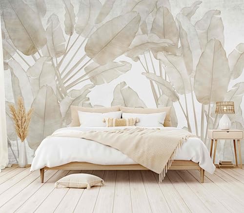 Banana Leaf Wallpaper Beige Tropical Botanical Palm Leave Wall Mural