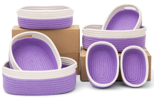 7 Piece Cotton Rope Woven Basket Set