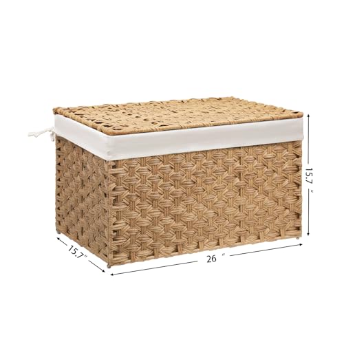Large Wicker Storage Basket with Lid