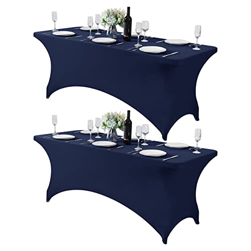 2Pack Spandex Table Cover for 6Ft or 4fT or 8ft Table Universal Fitted Stretch Tablecloth for Party