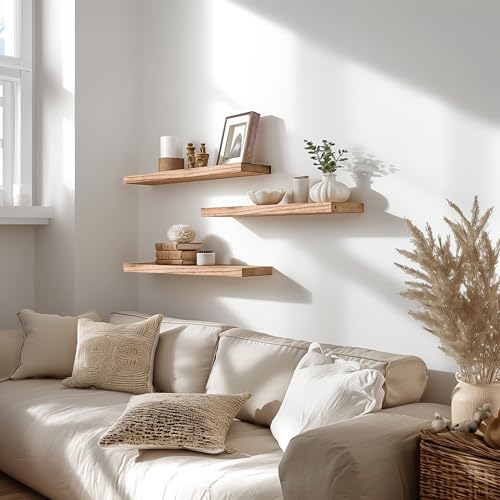 Wood Floating Shelves for Wall Decor (4 Count)