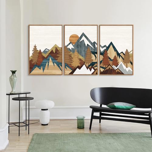 Vintage Mountain Framed Canvas Wall Art