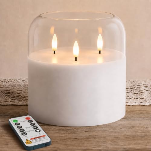Pure White Large Glass Flameless LED Candle