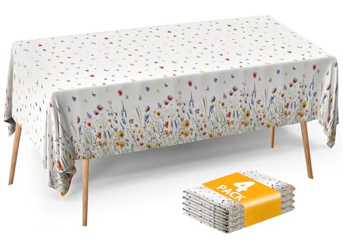 Floral Tablecloth 4 Packs 54x108 Inch (4 Count)