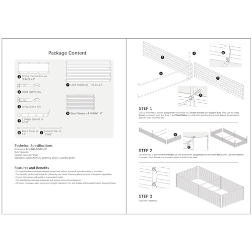 8x2x2FT Beige Metal Raised Garden Bed Kit