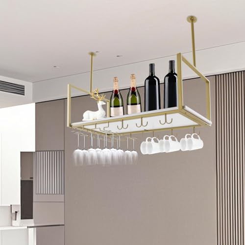 Industrial Wall Mounted Wine Rack with Glass Holder Shelf