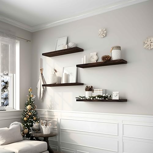 Wood Floating Shelves for Wall Decor (4 Count)