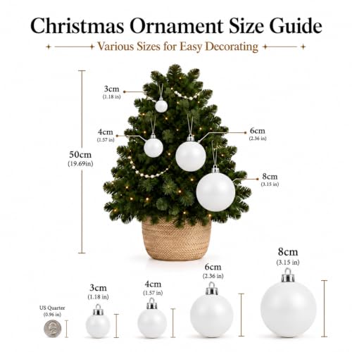 24ct White Christmas Ornaments for Tree Decorations (24 Count)