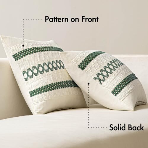 Set of 2 Dark Green Boho Christmas Decorative Pillow Covers 18x18 Inch (2 Count)