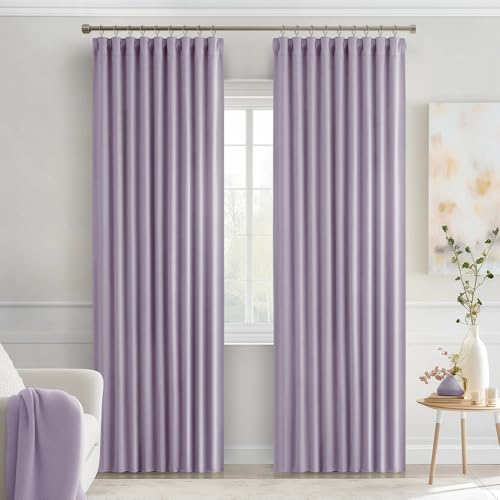 Lilac Back Tab Blackout Curtains 52x72 Inches Long 2 Panels Set (2 Count)