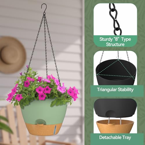 12 Inch Hanging Planters for Indoor Outdoor Plants (2 Count)