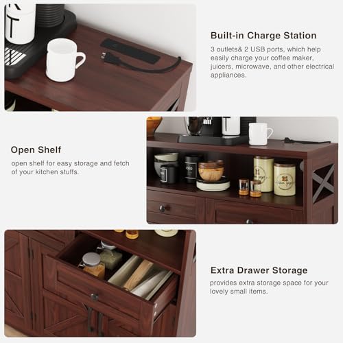 52" L Modern Farmhouse Sideboard Buffet Cabinet