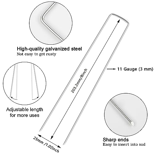 8 Inch 50 Pack Galvanized Landscape Staples 11 Gauge Anti (50 Count)