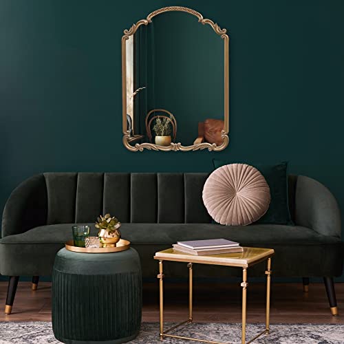 English Estate Carved Arch Wood Wall Mirror