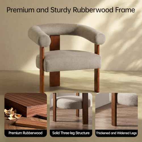 Barrel Accent Chairs Set of 2 with Armrests and Walnut Wood Legs (2 Count)