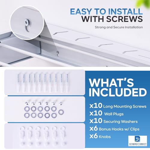 40" Premium Aluminium Foldable Clothes Drying Rack Included Shelf with 6 Rods & 6 Extra Clips