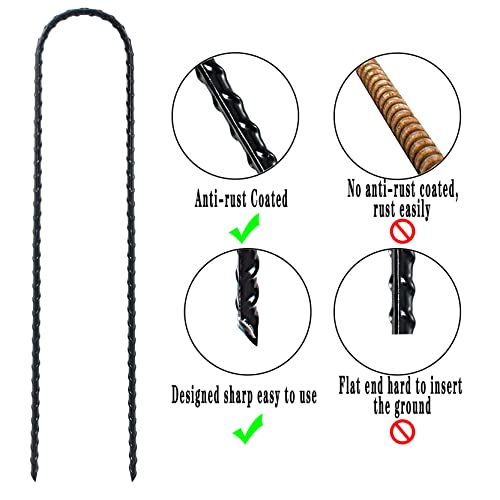 DTANX 12 Pack 12 Inch Rebar Stakes Heavy Duty Trampoline Anchors (12 Count)