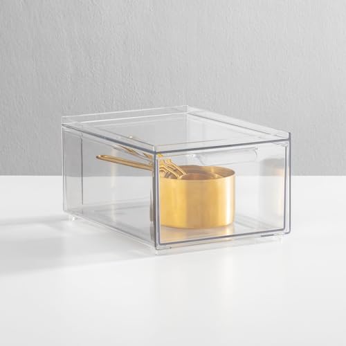 Stackable Storage Containers Box with Pull (4 Count)