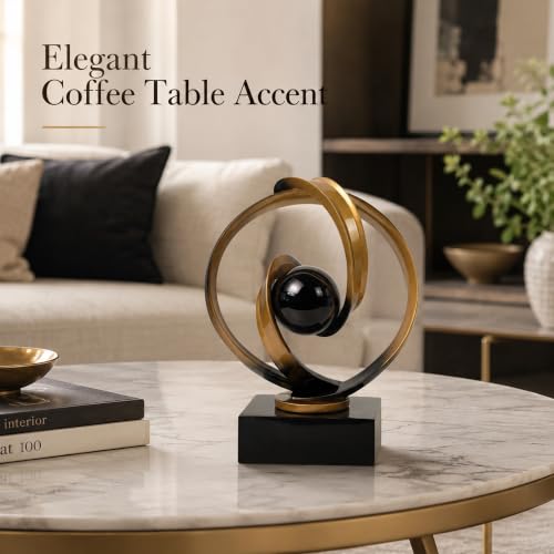 Modern Black Gold Abstract Sculpture for Office Desk Living Room Decor