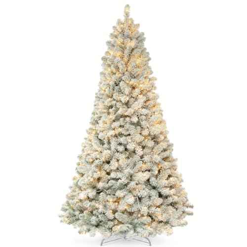 7 ft Prelit Snow Flocked Christmas Tree with 300 Warm White LEDs