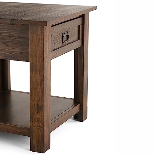 Monroe 22" Wide Solid Wood End Table in Charcoal Brown