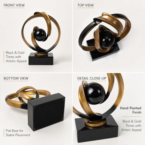Modern Black Gold Abstract Sculpture for Office Desk Living Room Decor