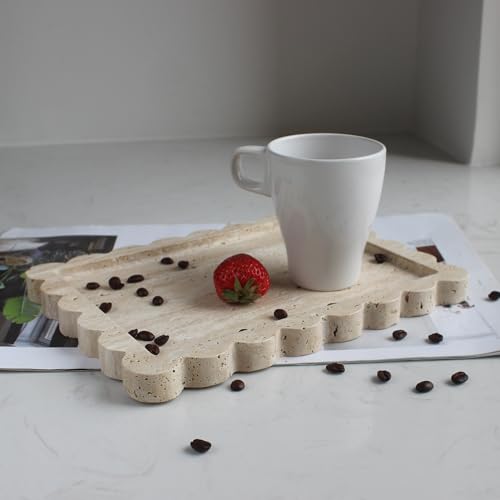 Natural Luxury Scalloped Marble Tray 10.8"x8"