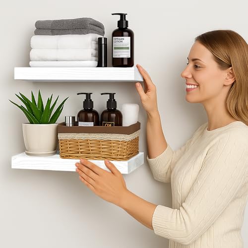 Wood Floating Shelves 12 inch Set of 2 (2 Count)