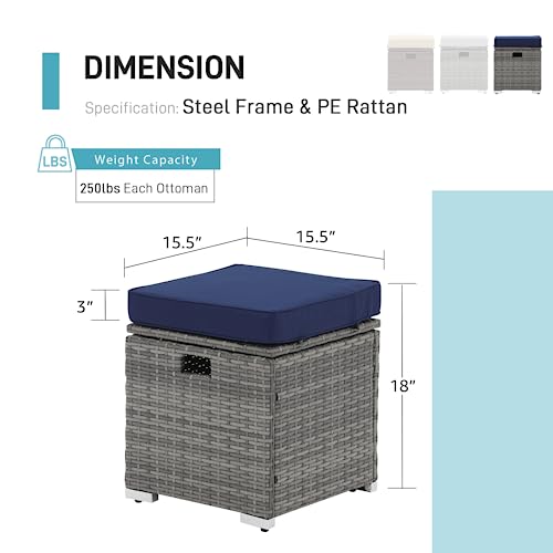 2 Piece Outdoor Patio Ottoman with Storage