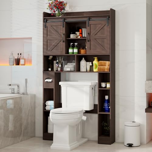 Over The Toilet Cabinet with Sliding Doors