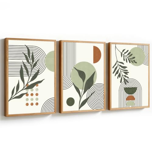 KAlRNE Sage Green Wall Art Abstract Leaves Boho Wall Decor Set (3 Count)